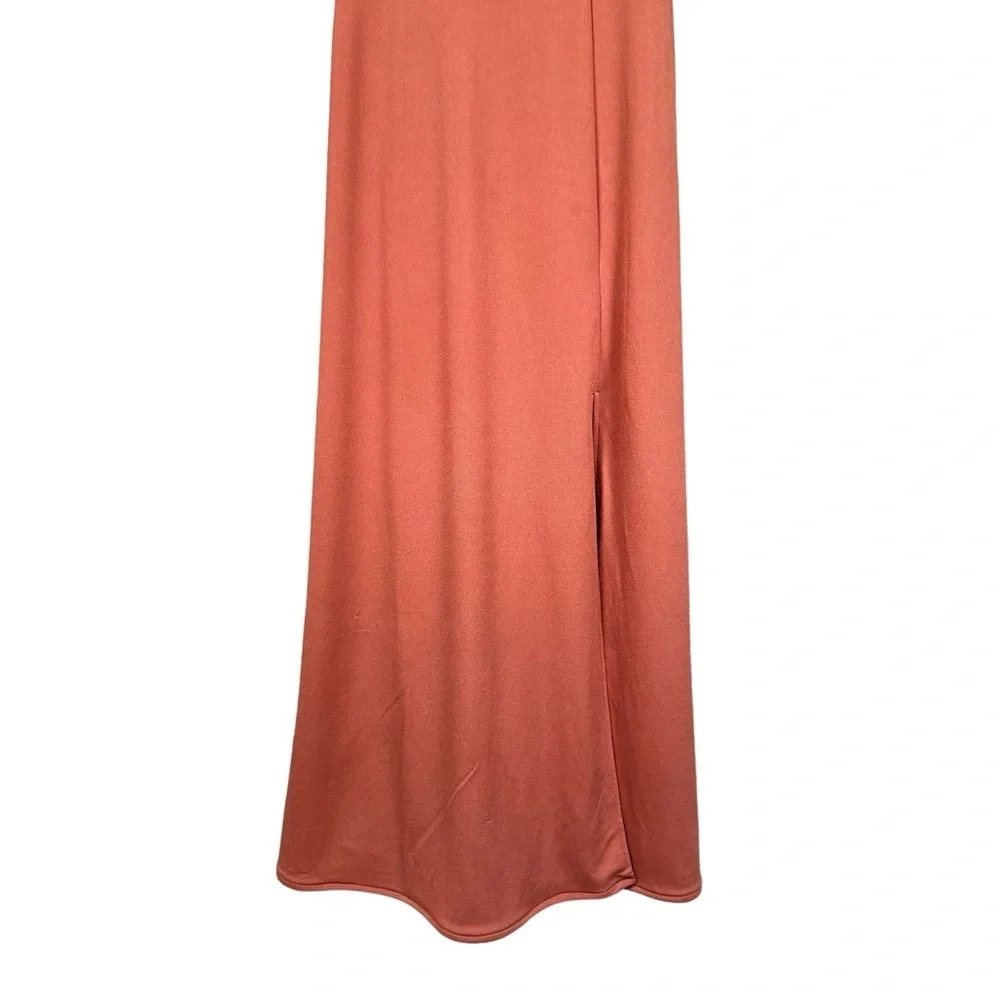 BIRDY GREY Ash Side Slit Crepe Maxi Bridesmaid Dress in terracotta - Picture 9 of 16